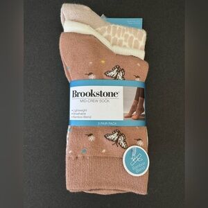 Brookstone Bamboo Blend Mid-Crew Socks – 3 Pair Pack (New)